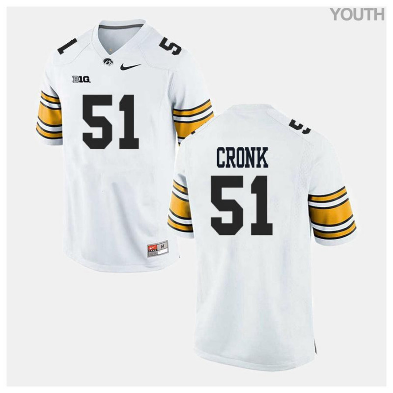 Youth Iowa Hawkeyes NCAA #51 Coy Cronk White Authentic Nike Alumni Stitched College Football Jersey BQ34L77GV